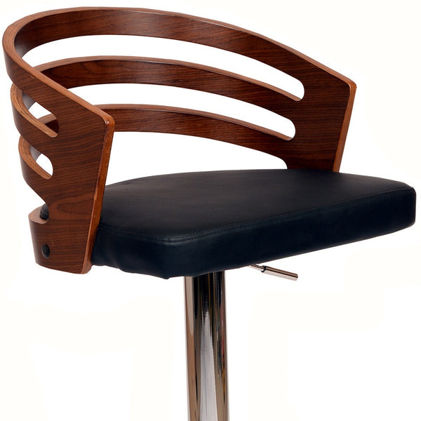 Homeroots 25" Black And Silver Iron Swivel Low Back Adjustable Height Bar Chair   477269