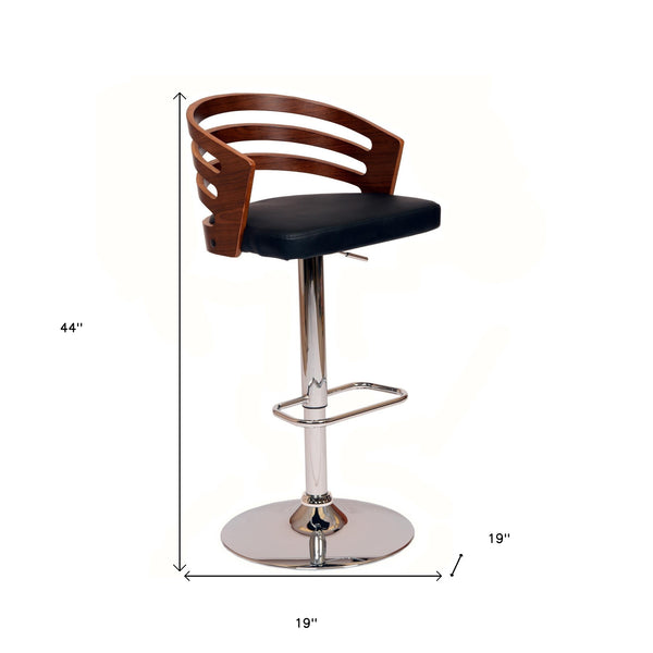 Homeroots 25" Black And Silver Iron Swivel Low Back Adjustable Height Bar Chair   477269