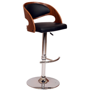 Homeroots Black And Silver Faux Leather And Chrome Low Back Adjustable Height Swivel Bar Chair Black  477272
