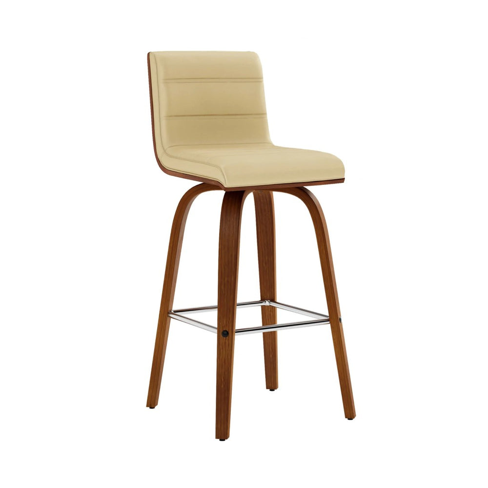 HomeRoots 26" Cream and Brown Swivel Bar Chair - Modern Comfort with 360° Mobility for Kitchen or Home Bar 477278