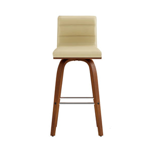 HomeRoots 26" Cream and Brown Swivel Bar Chair - Modern Comfort with 360° Mobility for Kitchen or Home Bar 477278