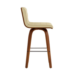 HomeRoots 26" Cream and Brown Swivel Bar Chair - Modern Comfort with 360° Mobility for Kitchen or Home Bar 477278