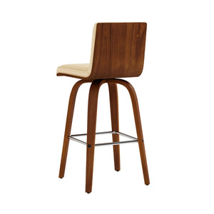 HomeRoots 26" Cream and Brown Swivel Bar Chair - Modern Comfort with 360° Mobility for Kitchen or Home Bar 477278