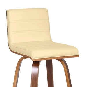 HomeRoots 26" Cream and Brown Swivel Bar Chair - Modern Comfort with 360° Mobility for Kitchen or Home Bar 477278