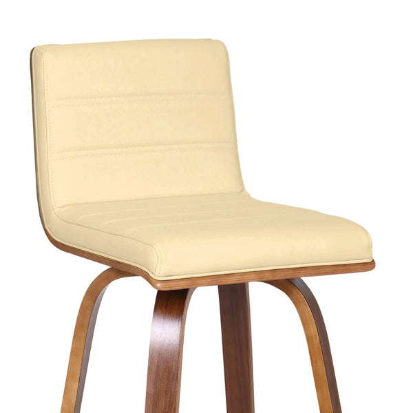 HomeRoots 26" Cream and Brown Swivel Bar Chair - Modern Comfort with 360° Mobility for Kitchen or Home Bar 477278