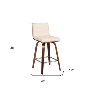 HomeRoots 26" Cream and Brown Swivel Bar Chair - Modern Comfort with 360° Mobility for Kitchen or Home Bar 477278
