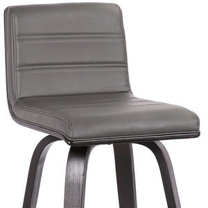 Homeroots 26" Gray And Black Fabric And Iron Low Back Counter Height Swivel Bar Chair   477280