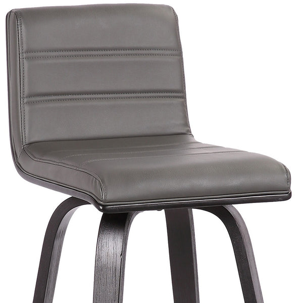 Homeroots 26" Gray And Black Fabric And Iron Low Back Counter Height Swivel Bar Chair   477280
