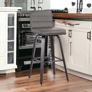 Homeroots 30" Gray And Black Iron Swivel Low Back Bar Height Bar Chair   477281