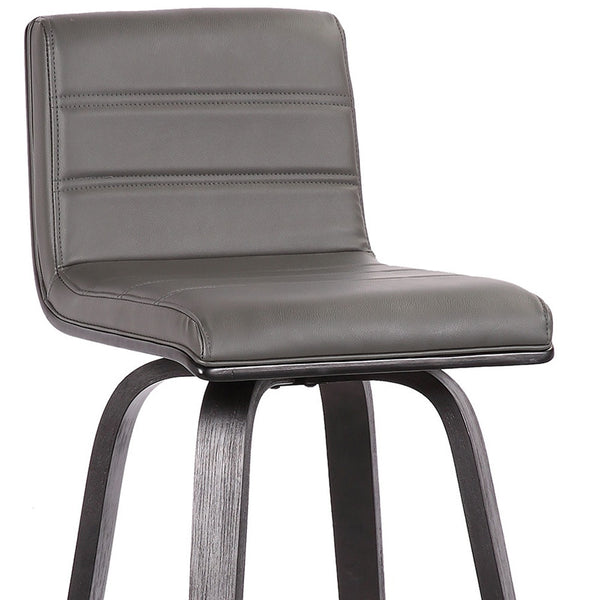 Homeroots 30" Gray And Black Iron Swivel Low Back Bar Height Bar Chair   477281