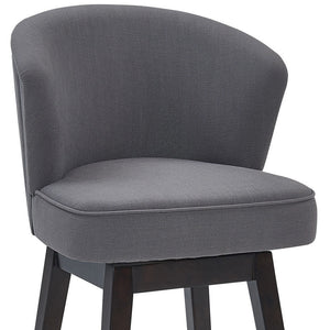 Homeroots 31" Gray And Espresso Solid Wood Swivel Low Back Bar Height Bar Chair   477284