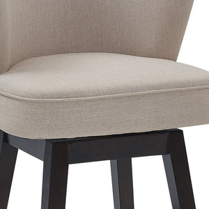 Homeroots 31" Tan And Espresso Solid Wood Swivel Low Back Bar Height Bar Chair   477286