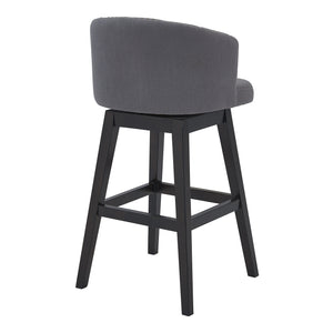 Homeroots 30" Gray And Espresso Solid Wood Swivel Low Back Bar Height Bar Chair   477292