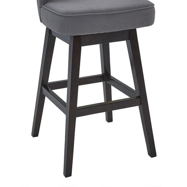 Homeroots 30" Gray And Espresso Solid Wood Swivel Low Back Bar Height Bar Chair   477292