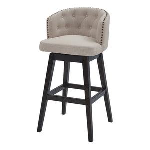 Homeroots 26" Tan And Espresso Solid Wood Swivel Low Back Counter Height Bar Chair   477293