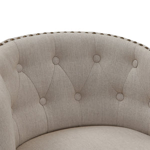 Homeroots 30" Tan And Espresso Solid Wood Swivel Low Back Bar Height Bar Chair   477294