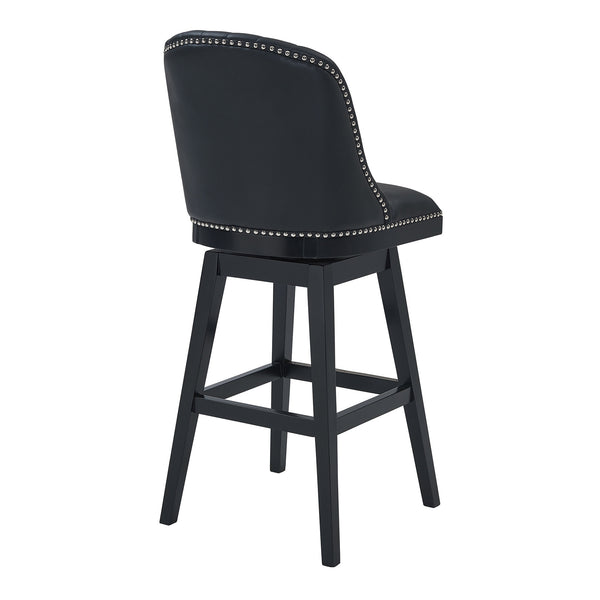 Homeroots 27" Black Solid Wood Counter Height Swivel Bar Chair   477297