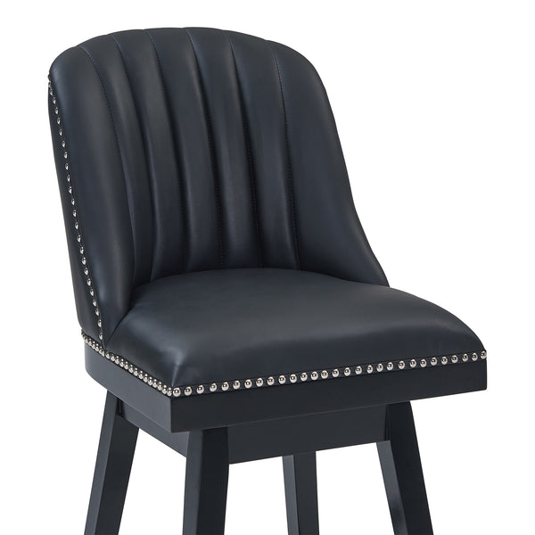 Homeroots 27" Black Solid Wood Counter Height Swivel Bar Chair   477297