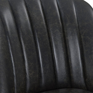 Homeroots 27" Onyx And Gray Faux Leather And Solid Wood Swivel Counter Height Bar Chair   477298