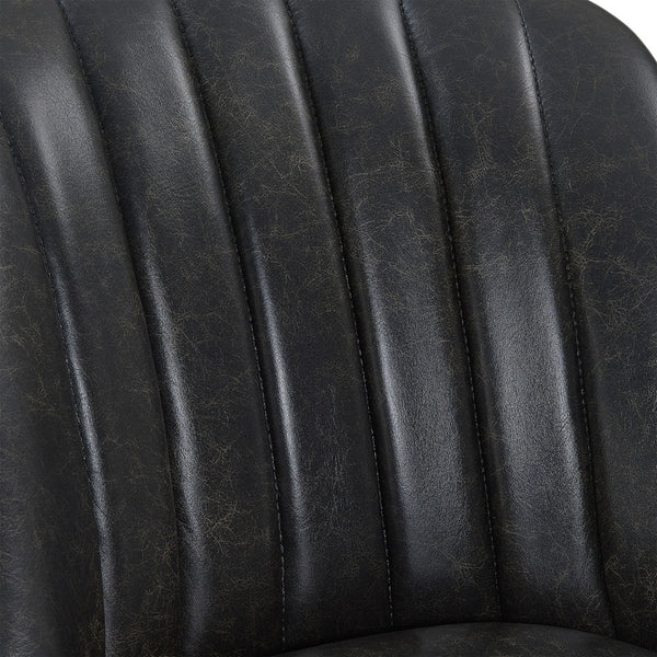 Homeroots 27" Onyx And Gray Faux Leather And Solid Wood Swivel Counter Height Bar Chair   477298