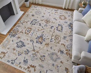 Feizy Rugs Pasha Vibrant Floral Rug - Soft Low Pile, Stain-resistant Polyester For High-traffic Areas Ivory,Blue,Gold Polyester Pas39m8fivymltp00