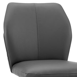 Homeroots 30" Gray And Silver Faux Leather And Iron Bar Height Bar Chair   477300