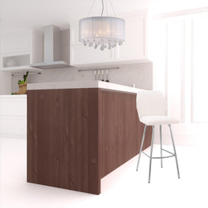 Homeroots 26" White And Silver Faux Leather And Iron Counter Height Bar Chair   477301