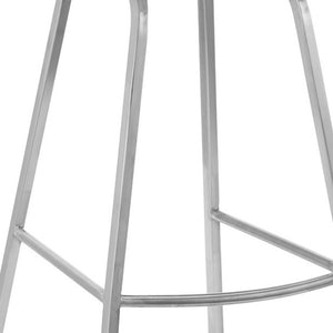 Homeroots 30" White And Silver Faux Leather And Iron Bar Height Bar Chair   477302