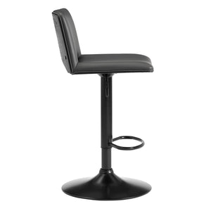 Homeroots 24" Gray And Black Faux Leather And Iron Swivel Low Back Adjustable Height Bar Chair   477303