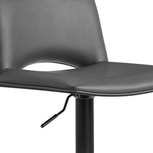 Homeroots 24" Gray And Black Faux Leather And Iron Swivel Low Back Adjustable Height Bar Chair   477303