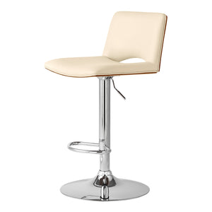Homeroots 24" Cream And Silver Faux Leather Swivel Low Back Adjustable Height Bar Chair   477304