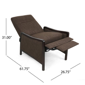 English Elm Christopher Knight Home® - Fabric Recliner Chair Mid-Century Push-Back Upholstered Armchair with Thick Cushion and Birch Frame Brown 70449.00BRN