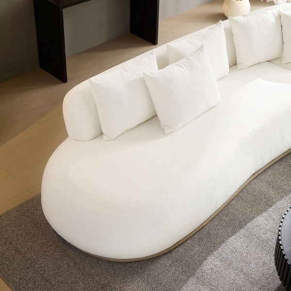 English Elm 134.63'' Oversized L-Shape Sectional Sofa With Ottoman - Modern Beige Couch For Cozy Living Spaces W876S00307