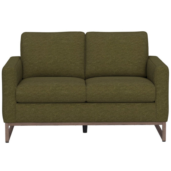 English Elm Green Olive Upholstered Loveseat with Black Metal Frame for Modern Living Rooms B361P486925