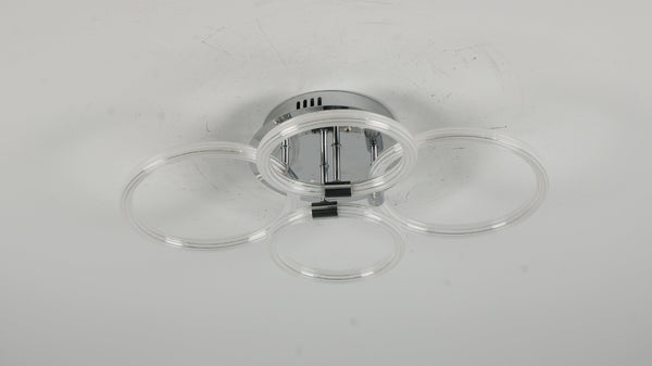 English Elm Modern Acrylic Ring Flush Mount Led Fixture Dimmable Remote Six Rings Four Heads T3177P283987
