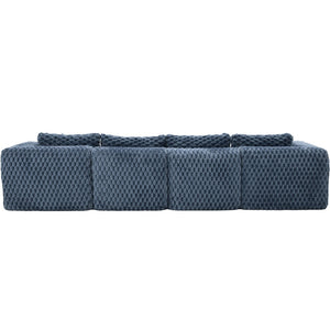 English Elm Swivel Barrel Accent Chair Chenille Tufted Round Club Seat for Living Room Lounge Blue N719S002360C
