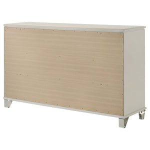 English Elm Gwendolyn Pearl White 6-Drawer Dresser Cabinet with Diamond Star Drawers, Jewelry Tray & Acrylic Legs B062P375502