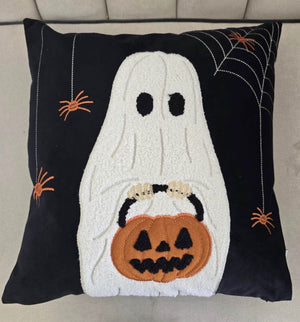 English Elm Halloween Ghost Throw Pillow - Adorable Pumpkin Bucket Design For Cozy Seasonal Decor & Comfort B357P360664