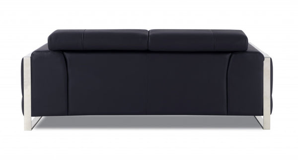 HomeRoots 69" Faux Leather Love Seat - Contemporary Comfort with Pillow-Top Arms for Modern Living Spaces BLACK 477560