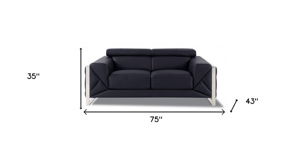 HomeRoots 69" Faux Leather Love Seat - Contemporary Comfort with Pillow-Top Arms for Modern Living Spaces BLACK 477560