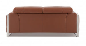 HomeRoots 69" Faux Leather Love Seat - Contemporary Comfort with Pillow-Top Arms for Modern Living Spaces ORANGE 477561