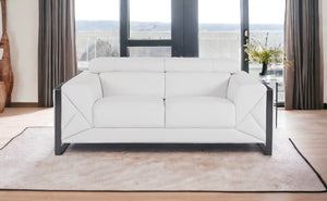 Homeroots 75" White And Black Italian Leather Loveseat White  477564