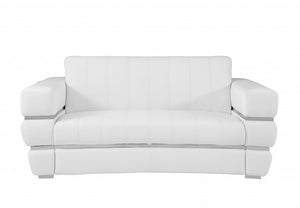 Homeroots 75" White And Silver Italian Leather Loveseat White  477567
