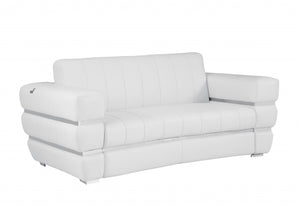 HomeRoots 69" Faux Leather Love Seat - Contemporary Comfort with Pillow-Top Arms for Modern Living Spaces White 477567