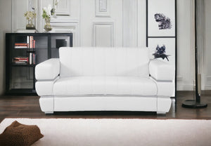 HomeRoots 69" Faux Leather Love Seat - Contemporary Comfort with Pillow-Top Arms for Modern Living Spaces White 477567