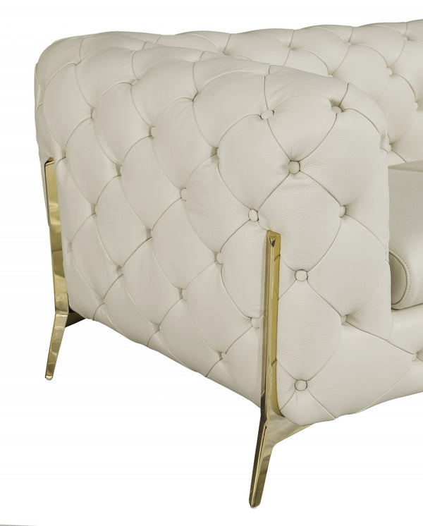 HomeRoots 69" Faux Leather Love Seat - Contemporary Comfort with Pillow-Top Arms for Modern Living Spaces CREAM 477573