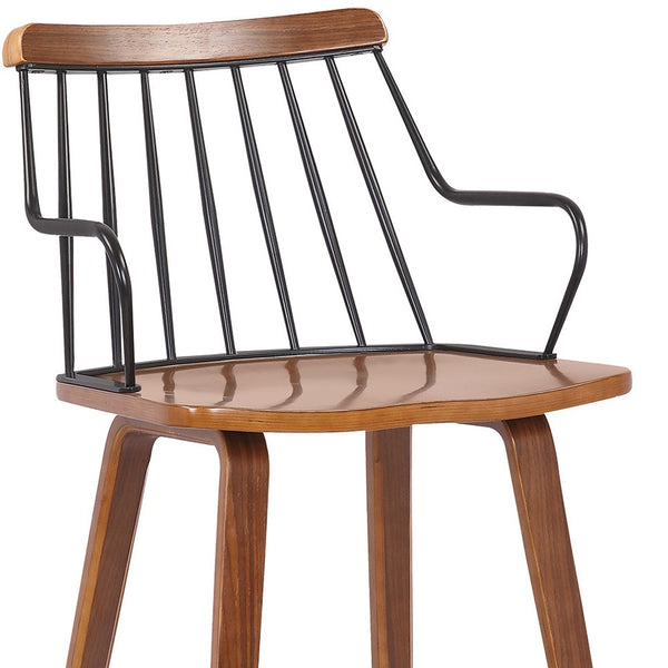 Homeroots 26" Brown Manufactured Wood And Iron Counter Height Bar Chair   477576