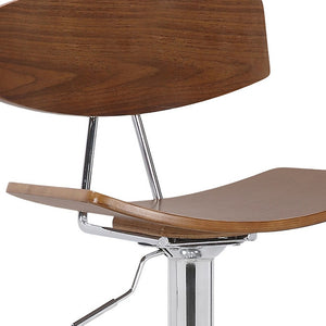 Homeroots 24" Brown And Silver Iron Swivel Low Back Adjustable Height Bar Chair   477577