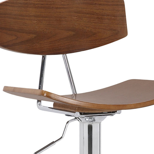 Homeroots 24" Brown And Silver Iron Swivel Low Back Adjustable Height Bar Chair   477577