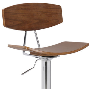 Homeroots 24" Brown And Silver Iron Swivel Low Back Adjustable Height Bar Chair   477577